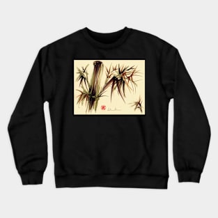 "Bamboo Symphony" Original acrylic wash & ink brush pen painting Crewneck Sweatshirt